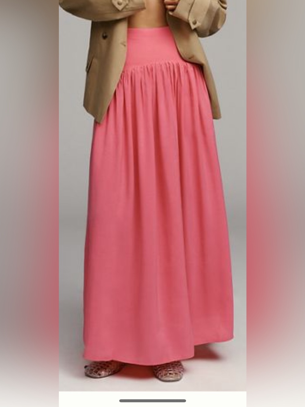 Maeve by Anthropologie Coral Gathered-Waist Maxi Skirt